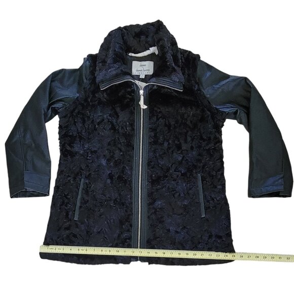 Dennis Basso Faux Fur Vegan Leather Zip Front Jacket w/ Zip-Off Sleeves NEW - Picture 7 of 14
